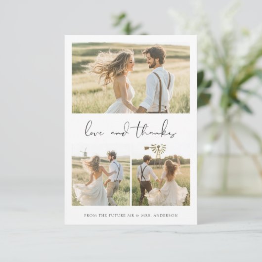 Ehepaare Dusche Liebe & Dank 4 Foto Bridal Dankeskarte (Stehend Vorderseite)