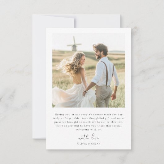 Ehepaare Dusche Liebe & Dank 4 Foto Bridal Dankeskarte (Rückseite)