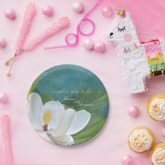 Ehepaare Dusche Magnolia Blume Blossom Modernes Bl Pappteller (Party)