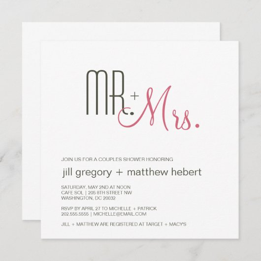 Ehepaare Dusche Retro Mitte des Jahrhunderts Moder Einladung (Vorne/Hinten)