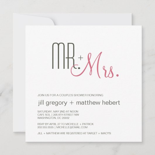 Ehepaare Dusche Retro Mitte des Jahrhunderts Moder Einladung (Vorderseite)