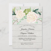 Ehepaare Dusche Rustikales Holz Wasserfarbe Elfenb Einladung (Vorderseite)