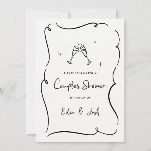 Ehepaare duschen moderne, elegante und handschrift einladung (Vorderseite)