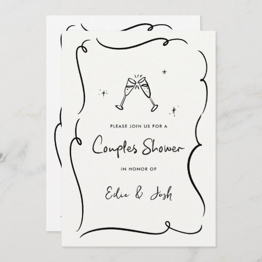 Ehepaare duschen moderne, elegante und handschrift einladung (Vorne/Hinten)