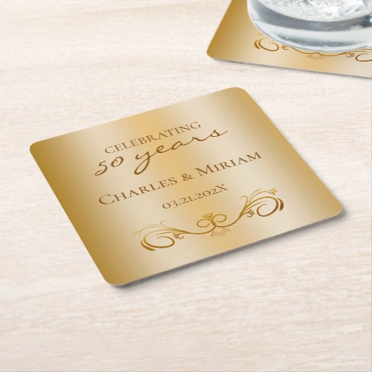 Ehepaare heißen Golden 50. Wedding Anniversary Ges Rechteckiger Pappuntersetzer (angewinkelt)
