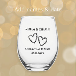 Ehepaare - Herz des 30. Geburtstagsgeschenk Weinglas Ohne Stiel