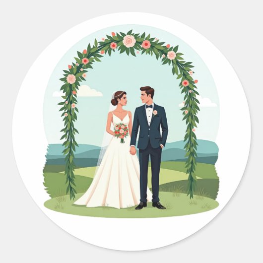 Ehepaare Hochzeitsticker Runder Aufkleber (Vorderseite)