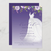 Ehepaare Lila Blumenkleid Brautparty Einladung (Vorne/Hinten)