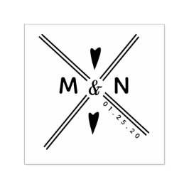 Ehepaare mit Hochzeitslogos, Herz-Kreuz-Kunstpaare Permastempel