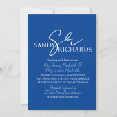 Ehepaare Mit Monogramm Blue White Script Wedding Einladung (Vorderseite)