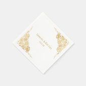 Ehepaare mit Namen Datum handgezogene Gold-Rose Ho Serviette (Ecke)