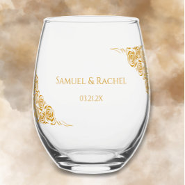 Ehepaare mit Namen Datum handgezogene Gold-Rose Ho Weinglas Ohne Stiel