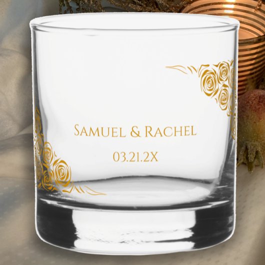 Ehepaare mit Namen Datum handgezogene Gold-Rose Ho Whiskyglas