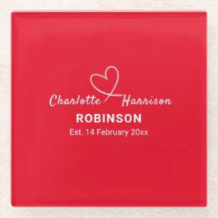 Ehepaare mit neuem Hochzeitstag Personalisiert Glasuntersetzer