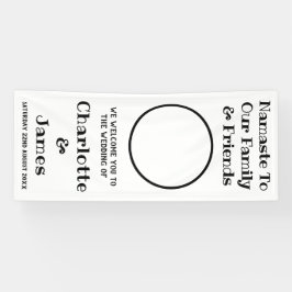 Ehepaare mit rundem Foto Schwarz-Weiß-Hochzeitsemp Banner