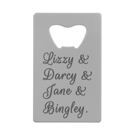 Ehepaare mit Stolz und Vorurteilen I Geldbeutel Flaschenöffner (Vorderseite)