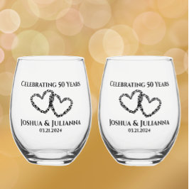 Ehepaare Name 50. Jubiläum Geschenk Original Herz Weinglas Ohne Stiel