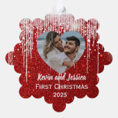 Ehepaare Name des ersten Fotos Ornament Karte (Rückseite)