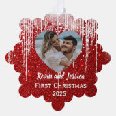 Ehepaare Name des ersten Fotos Ornament Karte (Vorderseite)