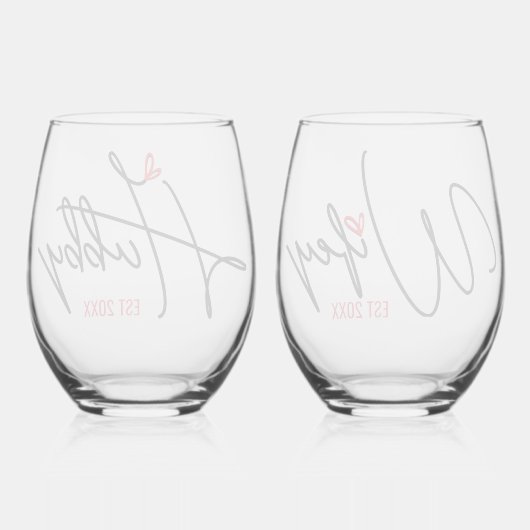 Ehepaare Personalisiert Weinglas Ohne Stiel (Rückseite)