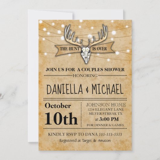 Ehepaare Polterabend Jagd ist vorbei Einladung (Vorderseite)