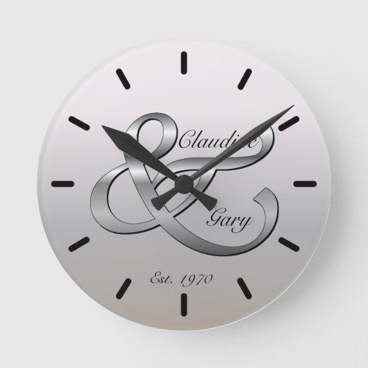 Ehepaare Wall Clock Names & Date Runde Wanduhr (Vorderseite)