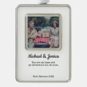 Ehepaare Weihnachts-Foto Ornament Rahmen-Ornament Silber (Vorderseite)