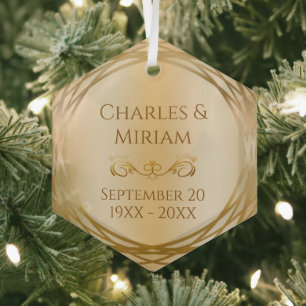 Ehepaares Name Golden 50. Wedding Anniversary Gesc Ornament Aus Glas