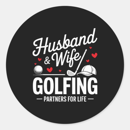 Ehepartner Golfpartner Paare Runder Aufkleber (Vorderseite)