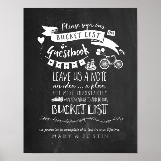 Eheposter Gästebuch Bucketlist (Vorne)