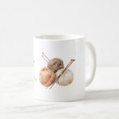 Eher Stricken Orange Braun Creme Garn Kaffeetasse (VorderseiteRechts)