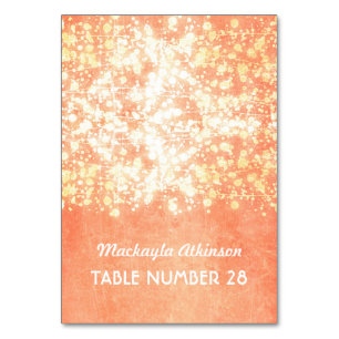 Ehereskortkarten beleuchten Gold und Pfirsich Tischnummer