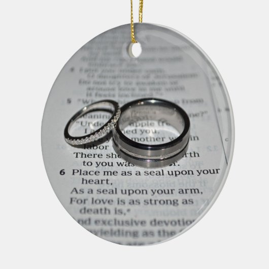 Ehering-Bibel-Vers-Verzierung Keramikornament (Links)