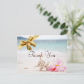 Eheringe auf dem Strand danken Ihnen Card2 Dankeskarte (Stehend Vorderseite)