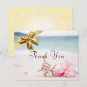 Eheringe auf dem Strand danken Ihnen Card2 Dankeskarte (Vorne/Hinten)