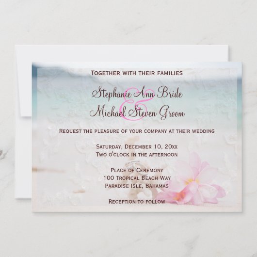 Eheringe auf der Strand-Hochzeits-Einladung Einladung (Rückseite)