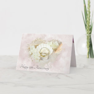Eheringe in Meeresmuschel1 15. Hochzeitstag Karte