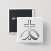 Eheringe u. Kreuz für Wedding und Anniversarys Button (Vorne & Hinten)