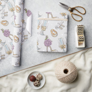 Eheringe und Champagner Geschenkpapier