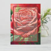 Ehescheidete Rote Rosen Hochzeitsfeiern Einladung (Stehend Vorderseite)