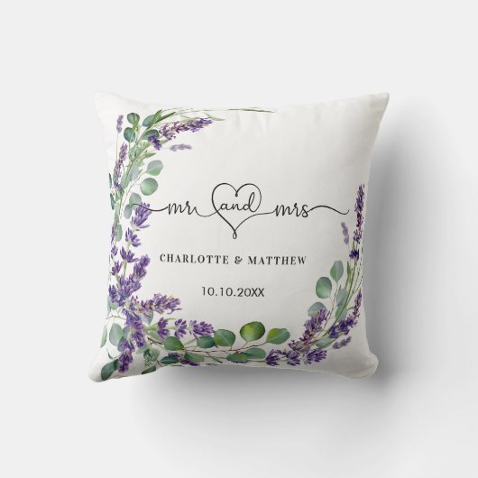 Eheschließende Eukalyptusblüte mr mrs name Kissen (Rückseite)