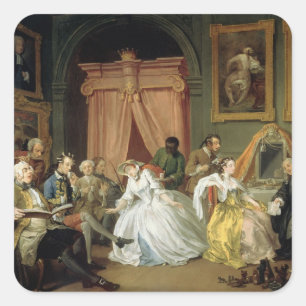 Eheschließung a la Mode: IV, Die Toilette, c.1743  Quadratischer Aufkleber