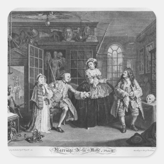 Eheschließung a la Mode Quadratischer Aufkleber (Vorderseite)
