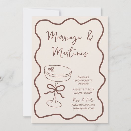 Eheschließung & Martinis Hand Dragon Bach Weekend Einladung (Vorderseite)