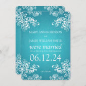 Eheschließung Vintage Wirbel 2 Türkis Ankündigung (Vorne/Hinten)