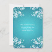 Eheschließung Vintage Wirbel 2 Türkis Ankündigung (Rückseite)