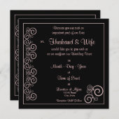 Eheschließungen verlängert - Schwarz/Rosa Einladung (Vorne/Hinten)