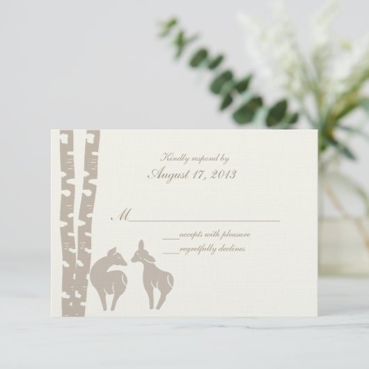 Eheschließungskarte für Birkenwälder RSVP Karte (Stehend Vorderseite)