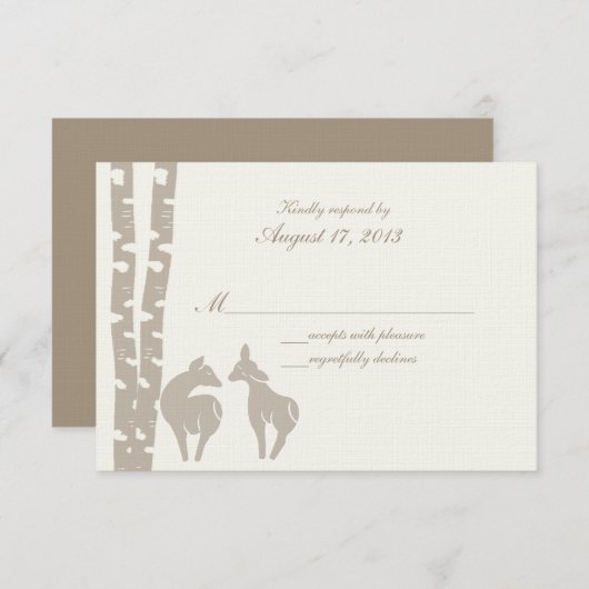 Eheschließungskarte für Birkenwälder RSVP Karte (Vorne/Hinten)