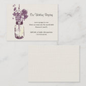 Eheschließungskartenmason Jar & Wildblumen Begleitkarte (Vorne/Hinten)